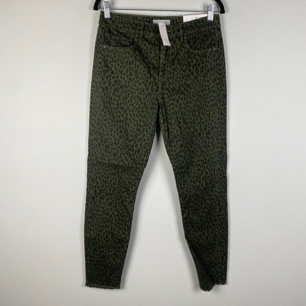 Loft Jeans Womens 4 / 27 High Waist Skinny Green Black Animal Print